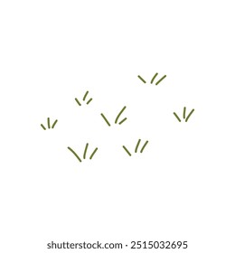 Cute hand drawn grass, cartoon flat vector illustration isolated on white background. Naive and childish style greens. Nature element.
