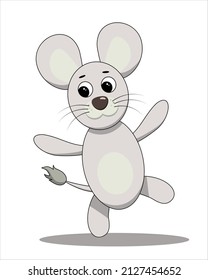 Cute hand drawn gray mouse vector illustration. Field wild mouse.