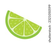Cute Hand Drawn Green lime Slices Fruit Doodle for Drink and Beverage Ingredients on White Background