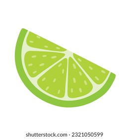 Cute Hand Drawn Green lime Slices Fruit Doodle for Drink and Beverage Ingredients on White Background