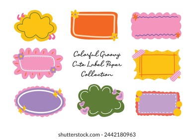 Cute Hand Drawn Groovy Label Paper