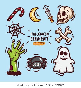 Cute Hand Drawn Halloween doodle, sticker, cute, colorful, stock illustration