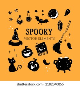 
Cute hand drawn Halloween elements, fun doodles, great for Halloween banners, wallpapers, textiles, wrapping - vector design 
