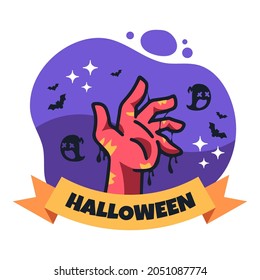 Cute Hand Drawn Halloween label For Sticker and Badge