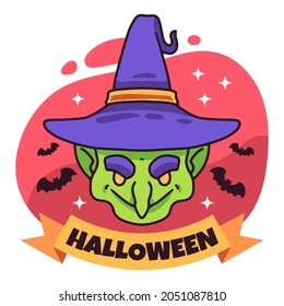 Cute Hand Drawn Halloween label For Sticker and Badge