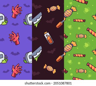 Cute Hand Drawn Halloween Pattern Illustrations