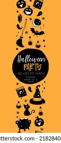 Cute hand drawn Halloween seamless pattern, colorful doodle background, great for Halloween banners, wallpapers, textiles, wrapping - vector design 
