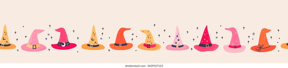 Cute hand drawn Halloween seamless pattern, colorful doodle background, great for Halloween banners, wallpapers, textiles, wrapping - vector design 
