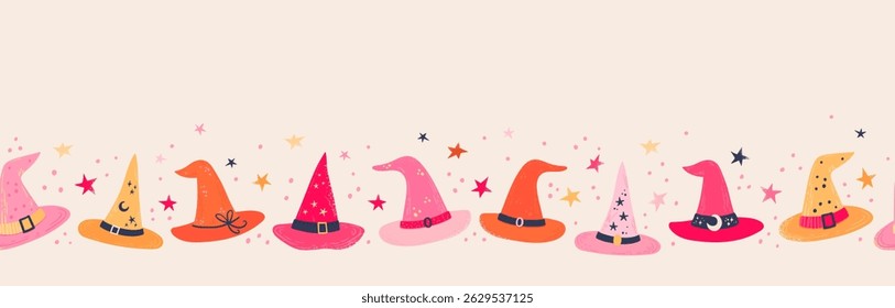 Cute hand drawn Halloween seamless pattern, colorful doodle background, great for Halloween banners, wallpapers, textiles, wrapping - vector design 