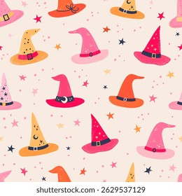 Cute hand drawn Halloween seamless pattern, colorful doodle background, great for Halloween banners, wallpapers, textiles, wrapping - vector design 