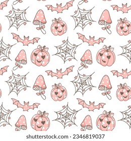 Cute Hand Drawn Halloween Vector Seamless Pattern