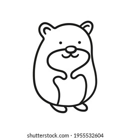 Cute hand drawn hamster. Doodle pet. Hand drawn isolated vector illustration on white background