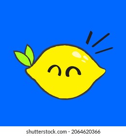 Un limón feliz con mano corta - Impresionante lindo vector feliz de fruta de limón feliz personaje adecuado para pegatinas, caídas, libro infantil, decoración, animación, diseño activo e ilustración