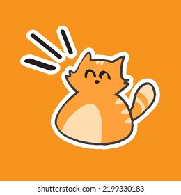 Cute Hand Drawn Happy Orange Cat Vector Illustration