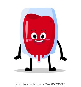 Cute Hand Drawn Happy Red Blood Bag
