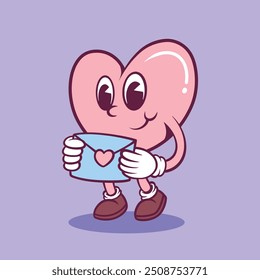 Cute hand drawn heart Mascot character illustration