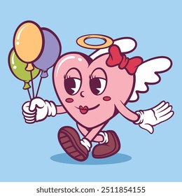 Cute hand drawn heart Mascot character illustration