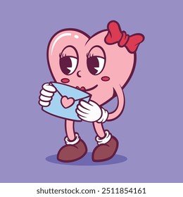Cute hand drawn heart Mascot character illustration