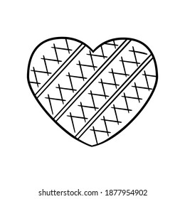 Cute hand drawn heart. Romantic symbol of love and happiness. Vector illustration in doodle style isolated on a white background. For wedding design, Valentine's day, children's coloring books.
