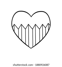 Cute hand drawn heart. Romantic symbol of love and happiness. Vector illustration in doodle style isolated on a white background. For wedding design, Valentine's day, children's coloring books.