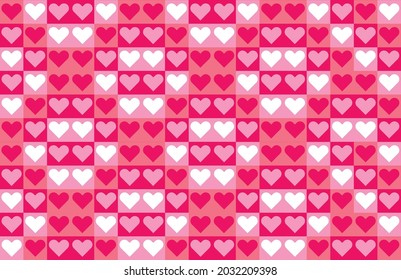 Cute Hand Drawn Heart Seamless Vector Pattern. Red Hearts Isolated on a Light Pink Background. Tiny Pink Heart on a Red Layout. Funny Infantile Style Romantic Print for Fabric, Textile, Valentines.