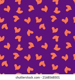 Cute hand drawn heart seamless pattern. Valentine's day card wallpaper. Naive art. Design for fabric, textile print, wrapping, wedding invitation, cover. Vector illustration