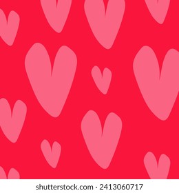 Cute Hand Drawn Heart Vector Pattern. 