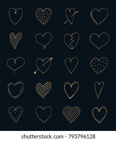 Cute hand drawn hearts - big collection. Vector.