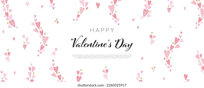 Cute hand drawn hearts pattern, lovely romantic background, great for Valentine's Day, Mother's Day, textiles, wallpapers, banners - vector design 