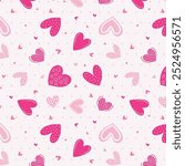 Cute hand drawn hearts seamless pattern, lovely romantic background, great for Mother