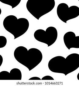 Cute hand drawn hearts seamless pattern, vector illustration