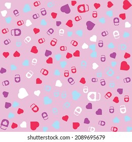 Cute hand drawn hearts seamless pattern, lovely romantic background, great for Valentine's Day, Mother's Day, textiles, wallpapers, banners - vector design