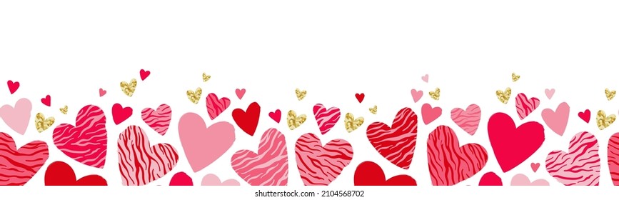 Cute hand drawn hearts seamless pattern, lovely romantic background, great for Valentine's Day, Mother's Day, textiles, wallpapers, banners  - vector design