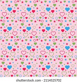 Cute hand drawn hearts seamless pattern, lovely romantic background, great for Valentine's Day, Mother's Day, textiles, wallpapers, banners - vector design