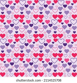 Cute hand drawn hearts seamless pattern, lovely romantic background, great for Valentine's Day, Mother's Day, textiles, wallpapers, banners - vector design