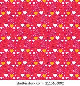 Cute hand drawn hearts seamless pattern, lovely romantic background, great for Valentine's Day, Mother's Day, textiles, wallpapers, banners - vector design