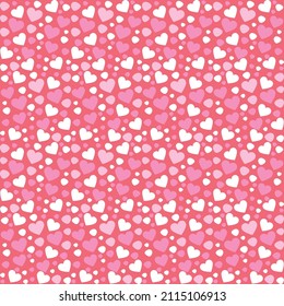 Cute hand drawn hearts seamless pattern, lovely romantic background, great for Valentine's Day, Mother's Day, textiles, wallpapers, banners - vector design