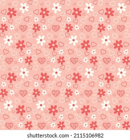 Cute hand drawn hearts seamless pattern, lovely romantic background, great for Valentine's Day, Mother's Day, textiles, wallpapers, banners - vector design