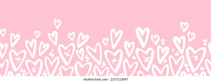 Cortos corazones dibujados a mano sin costura patrón, adorable fondo romántico, genial para el Día de San Valentín, Día de la Madre, textiles, papel pintado, pancartas - diseño vectorial 
