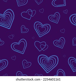 Cute hand drawn hearts seamless pattern, lovely romantic background, great for Valentine's Day, Mother's Day, textiles, wallpapers, banners - vector image