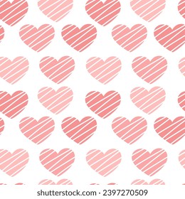 Cute hand drawn hearts seamless pattern, lovely romantic background, great for Valentine s Day, Mother s Day, textiles, wallpapers, banners - vector design.