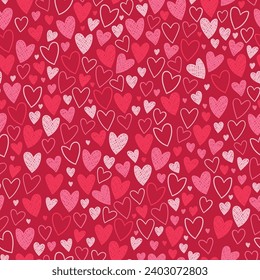 Cute hand drawn hearts seamless pattern, great for Valentine's Day, Weddings, Mother's Day - textiles, banners, wallpapers, backgrounds.