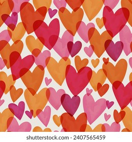 Cute hand drawn hearts seamless pattern, lovely romantic background, great for Valentine's Day, Mother's Day, textiles, wallpapers, banners  - vector design