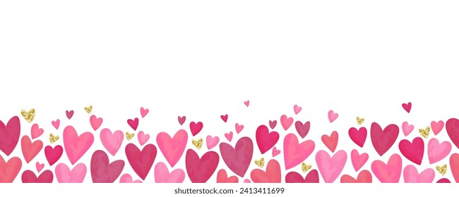 Cute hand drawn hearts seamless pattern, lovely romantic background, great for Valentine's Day, Mother's Day, textiles, wallpapers, banners  - vector design