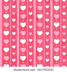 Cute hand drawn hearts seamless pattern, lovely stamp design, great for Valentine's Day, weddings, birthdays - romantic background 