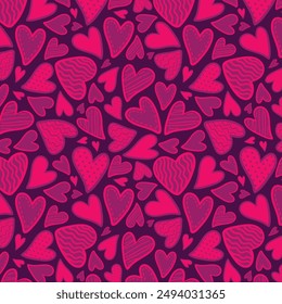 Cute hand drawn hearts seamless pattern, lovely romantic background, great for Birthday , Mother's Day, textiles, wallpapers, banners - vector design