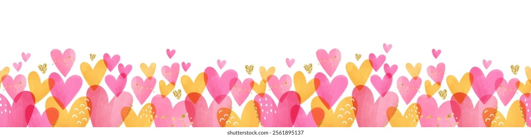 Cute hand drawn hearts seamless pattern, lovely romantic background, great for Valentine's Day, Mother's Day, textiles, wallpapers, banners - vector design
