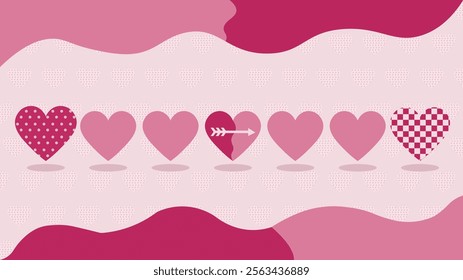 Cute hand drawn hearts seamless pattern, great for Valentine's Day, Weddings, Mother's Day - textiles, banners, wallpapers, backgrounds.