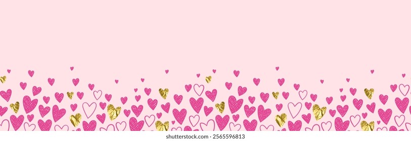 Cute hand drawn hearts seamless pattern, lovely romantic background, great for Valentine's Day, Mother's Day, textiles, wallpapers, banners  - vector design