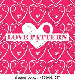 Cute hand drawn hearts seamless pattern, great for Valentine's Day, Weddings, Mother's Day.